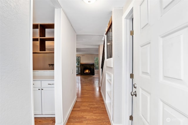 hall featuring light wood-type flooring