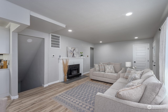 living room with hardwood / wood-style flooring