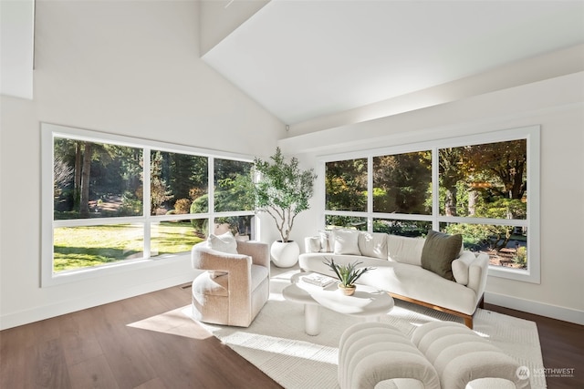 sunroom / solarium with vaulted ceiling