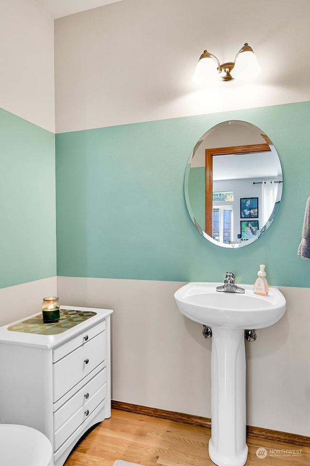 bathroom featuring wood-type flooring