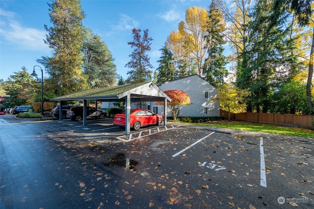 view of car parking with a carport