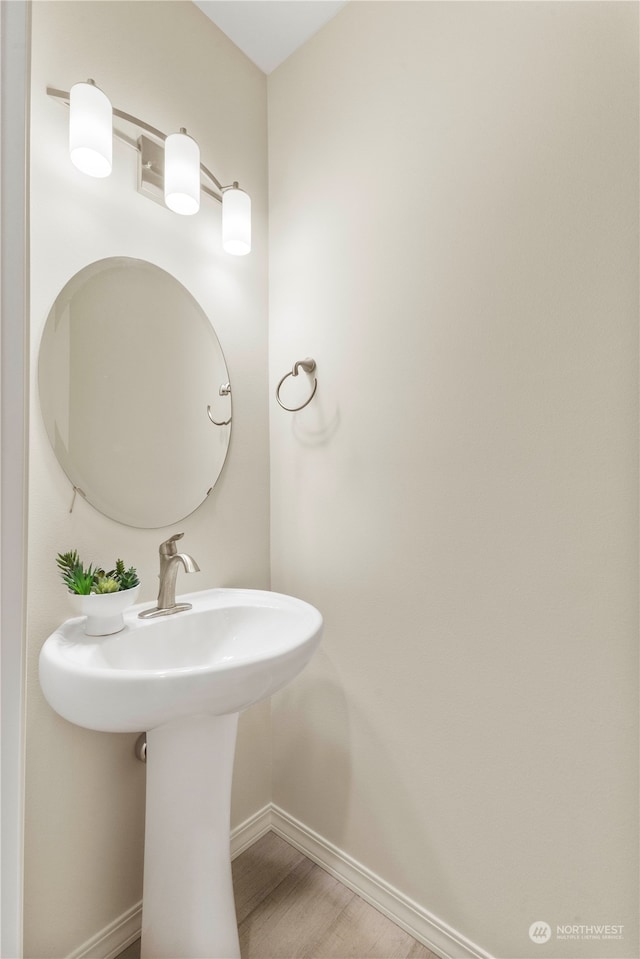 bathroom featuring hardwood / wood-style flooring