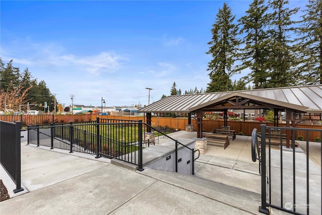 view of patio / terrace featuring a gazebo