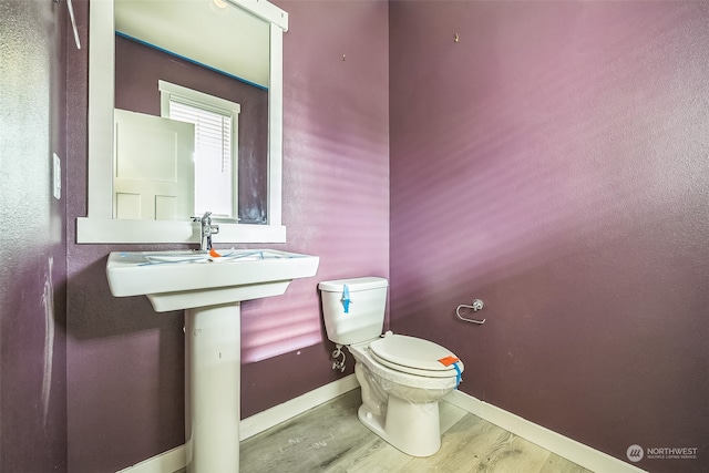 bathroom featuring toilet and hardwood / wood-style flooring