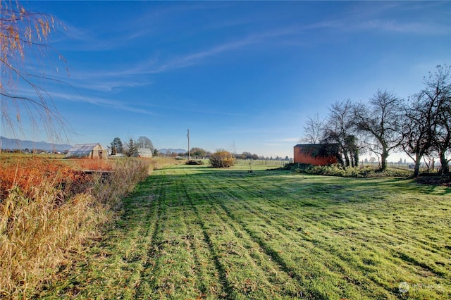 view of yard with a rural view