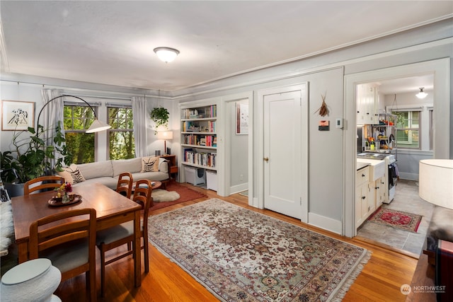 sitting room featuring light hardwood / wood-style floors