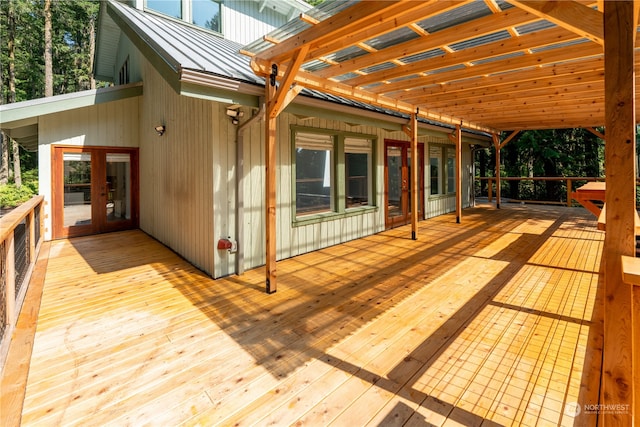 wooden deck featuring a pergola