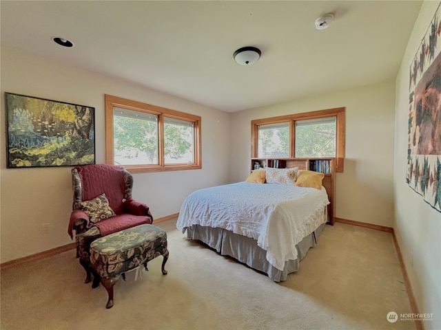 carpeted bedroom with multiple windows