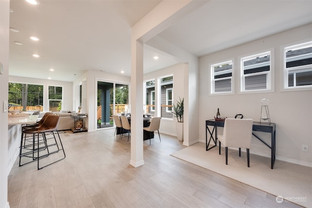 dining area featuring light hardwood / wood-style flooring