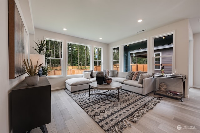 living room featuring light hardwood / wood-style flooring