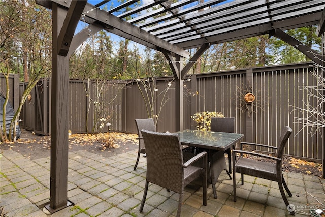 view of patio featuring a pergola