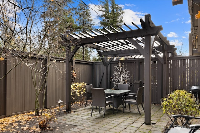 view of patio / terrace featuring a pergola