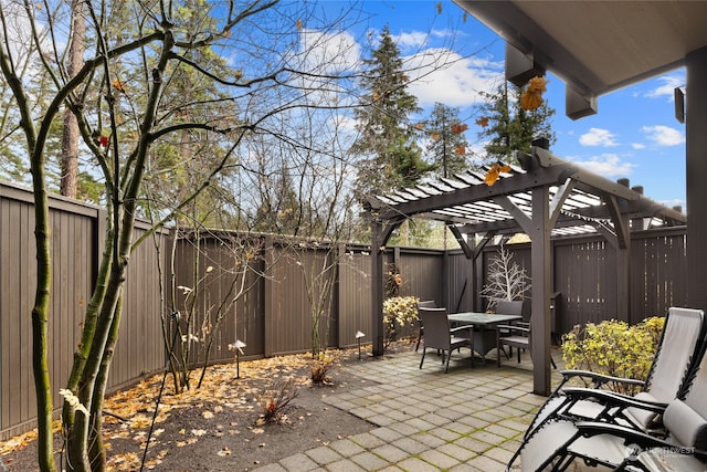 view of patio / terrace featuring a pergola