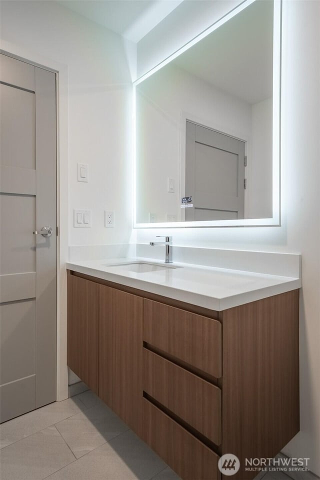 bathroom featuring vanity and tile patterned floors