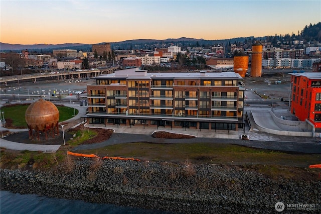 bird's eye view with a mountain view