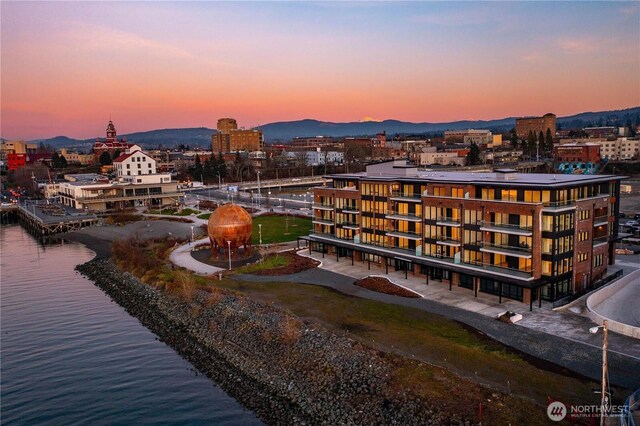 1025 Granary Ave Unit 404, Bellingham, WA 98225 - aerial view at dusk of a water view