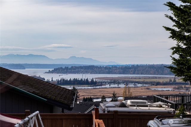 mountain view with a water view