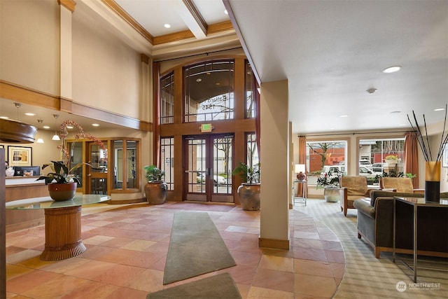 1545NW 57th St Unit 505, Seattle, WA 98107 - common area with recessed lighting, ornamental molding, and a towering ceiling