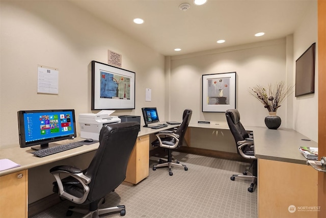 1545NW 57th St Unit 505, Seattle, WA 98107 - office area featuring recessed lighting and light colored carpet