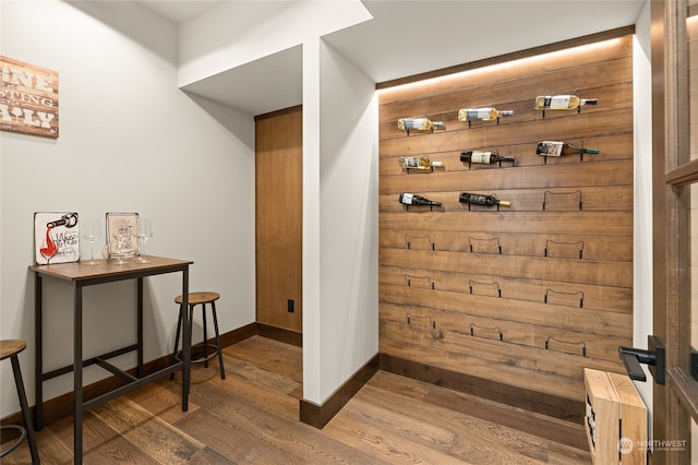 wine room featuring dark hardwood / wood-style floors