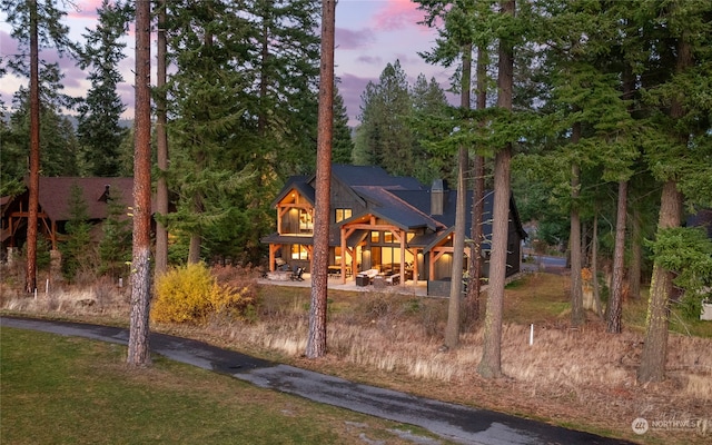 view of log home