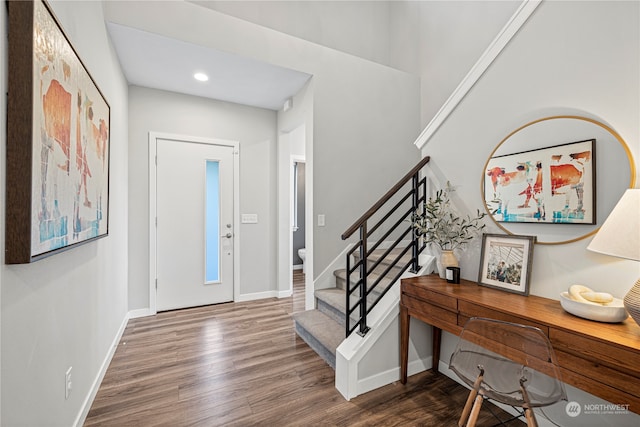 entryway featuring hardwood / wood-style flooring