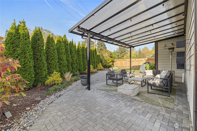 view of patio / terrace featuring an outdoor living space