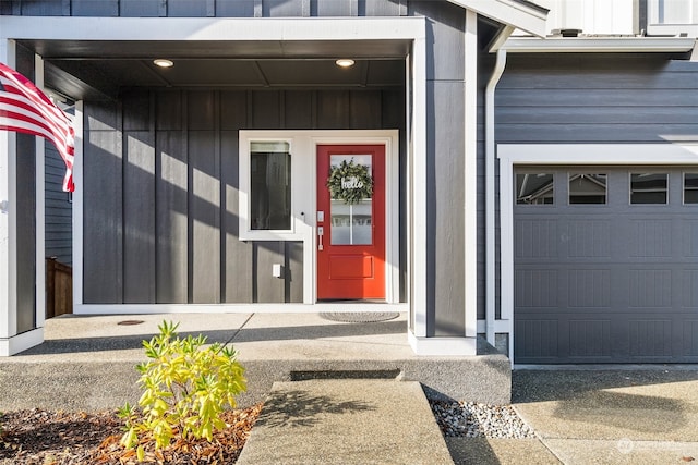 property entrance featuring a garage