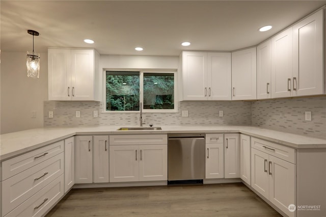 34716 169th Ave SE, Auburn, WA 98092 - kitchen with dishwasher, white cabinets, light countertops, tasteful backsplash, and recessed lighting