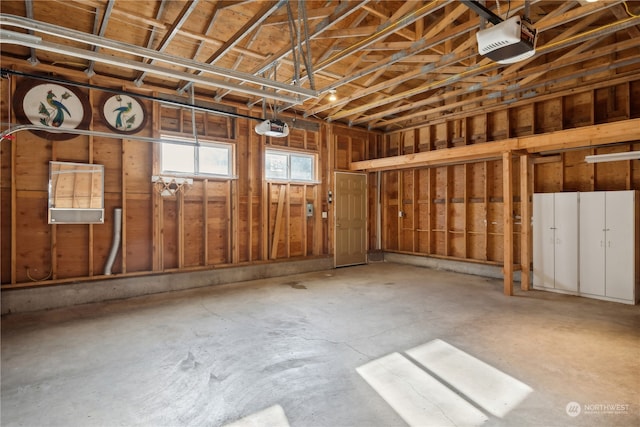 garage with a garage door opener