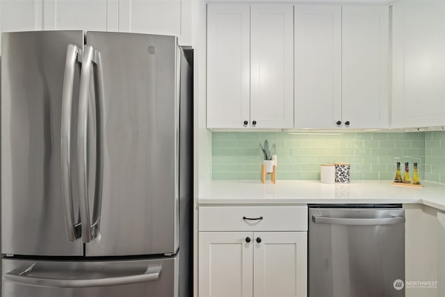 kitchen with white cabinets and stainless steel appliances