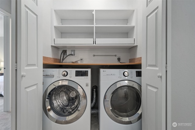 laundry room featuring washing machine and clothes dryer