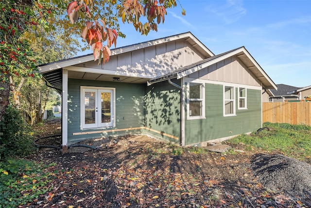 back of house featuring french doors