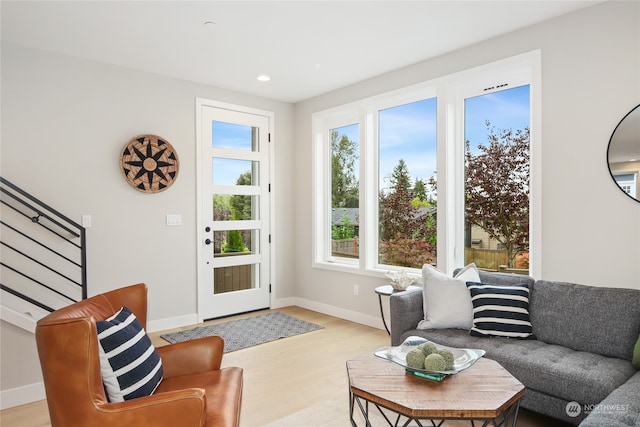 living room featuring light wood-type flooring