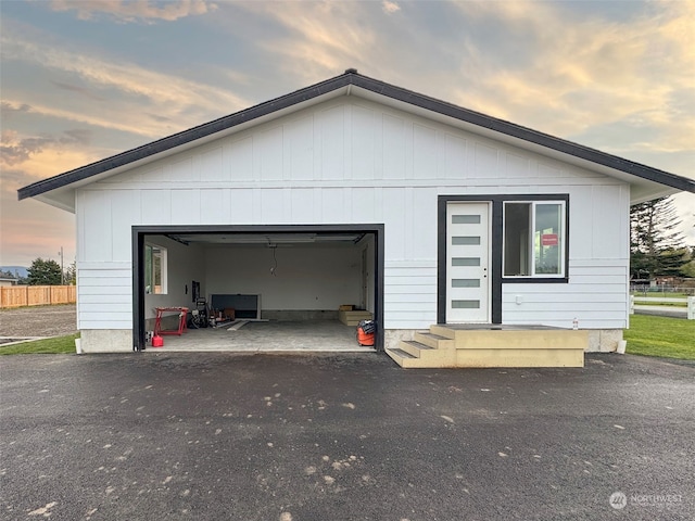 exterior space featuring a garage