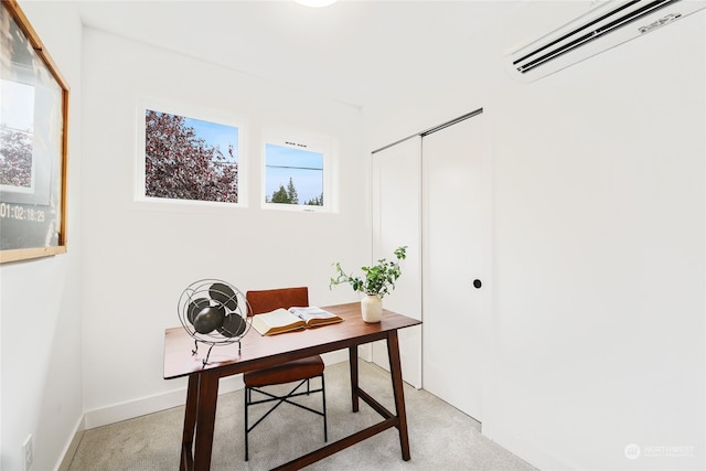 office featuring light carpet and a wall mounted AC