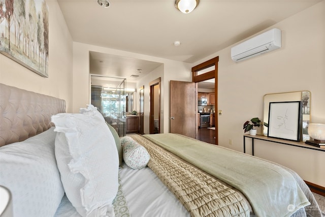 bedroom featuring a wall unit AC