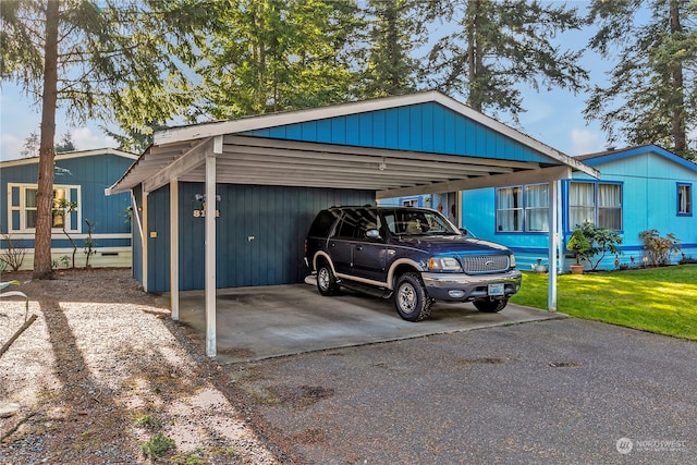 view of parking with a carport