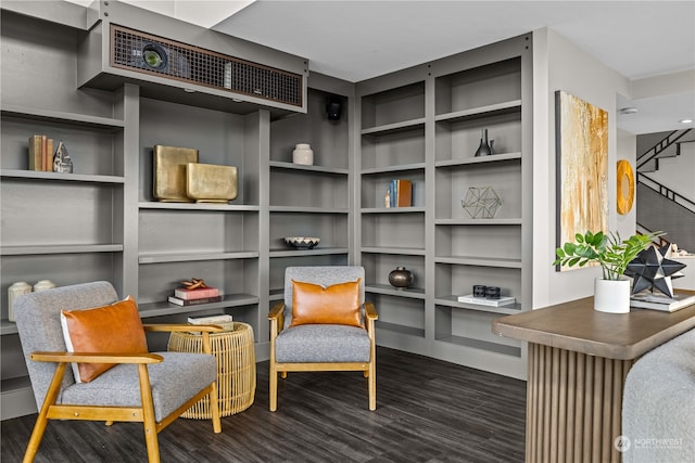 living area with dark wood-type flooring