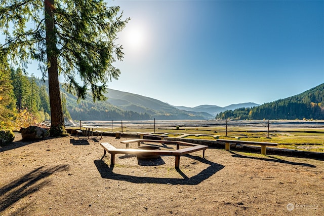 view of mountain feature featuring a rural view