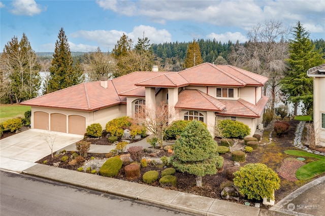 view of front of property with a garage