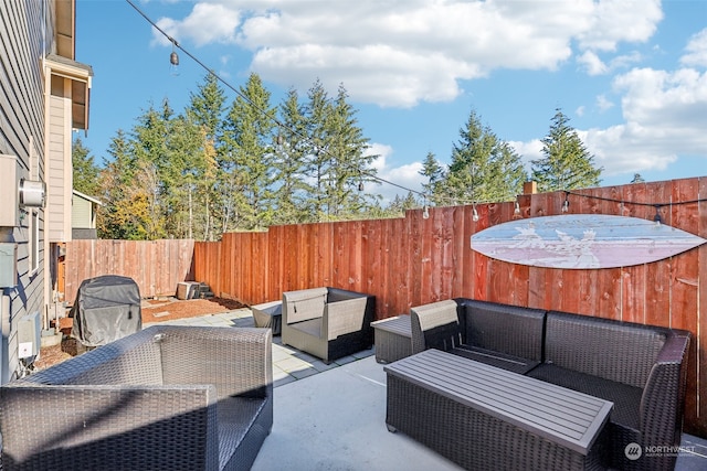 view of patio featuring an outdoor living space