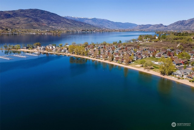 aerial view with a water and mountain view