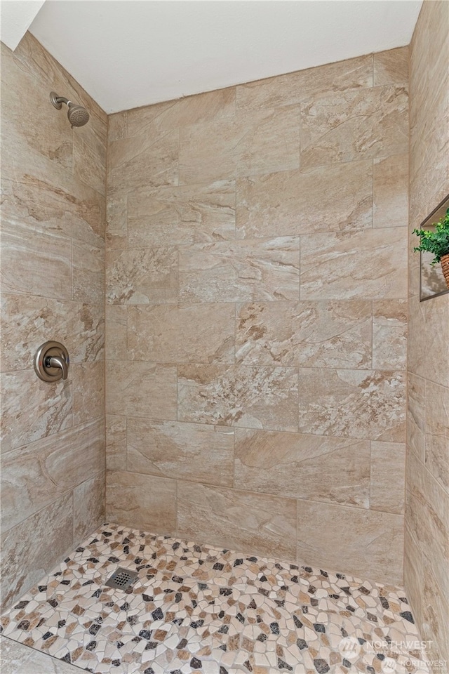 bathroom featuring a tile shower