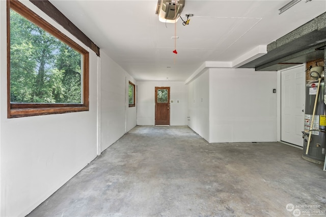 garage featuring water heater