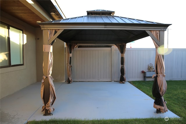 view of patio with a gazebo