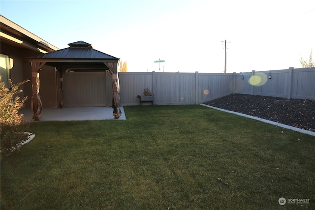 view of yard with a gazebo and a patio area