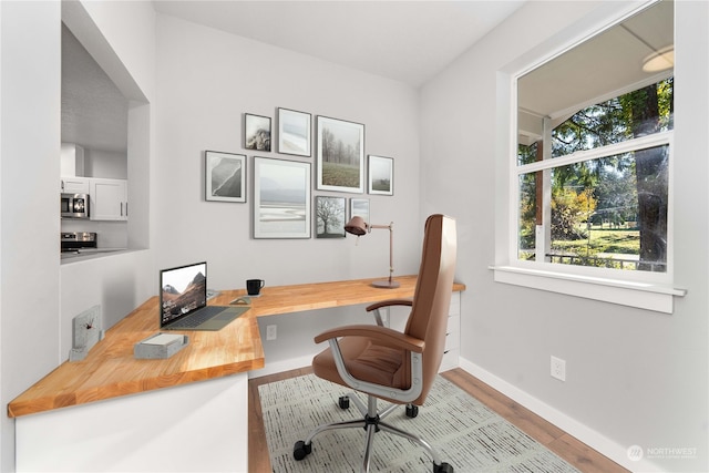 office space featuring hardwood / wood-style floors