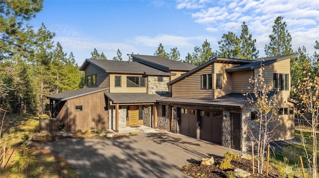 view of front of home with a garage