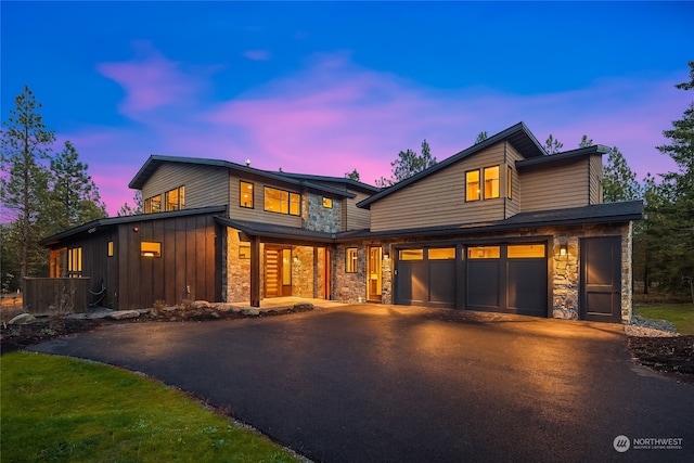 view of front of home with a garage